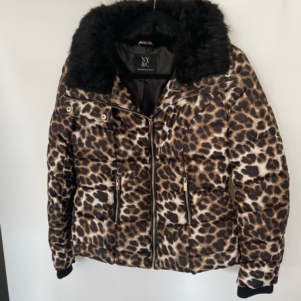 NY&C - Leopard Print Puffer Jacket - Size Small